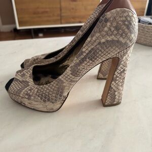 Sam Edelman Gray Block Heel Peep-Toe Pumps